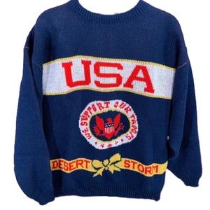 Vintage USA made size Large Desert Storm Sweater Support our troops Unisex 90s